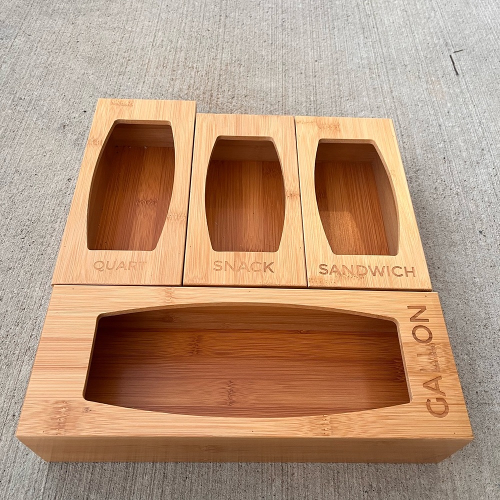 Bamboo Organized Ziplock Storage Set - Natural Wood